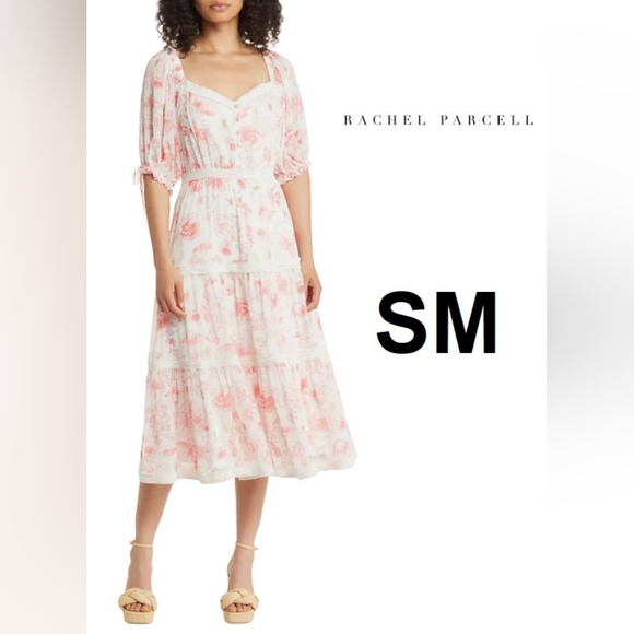 Rachel Parcells Floral Tiered Midi Dress - Picture 1 of 6